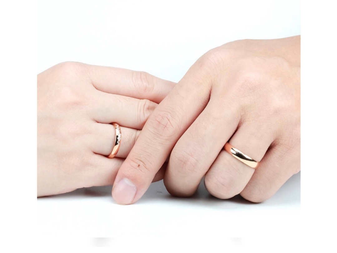 爱冕【繁星】18k玫瑰金情侣对戒定制