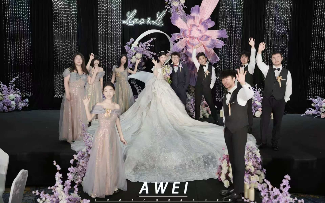 酒店紫色韩式婚礼布置+四大