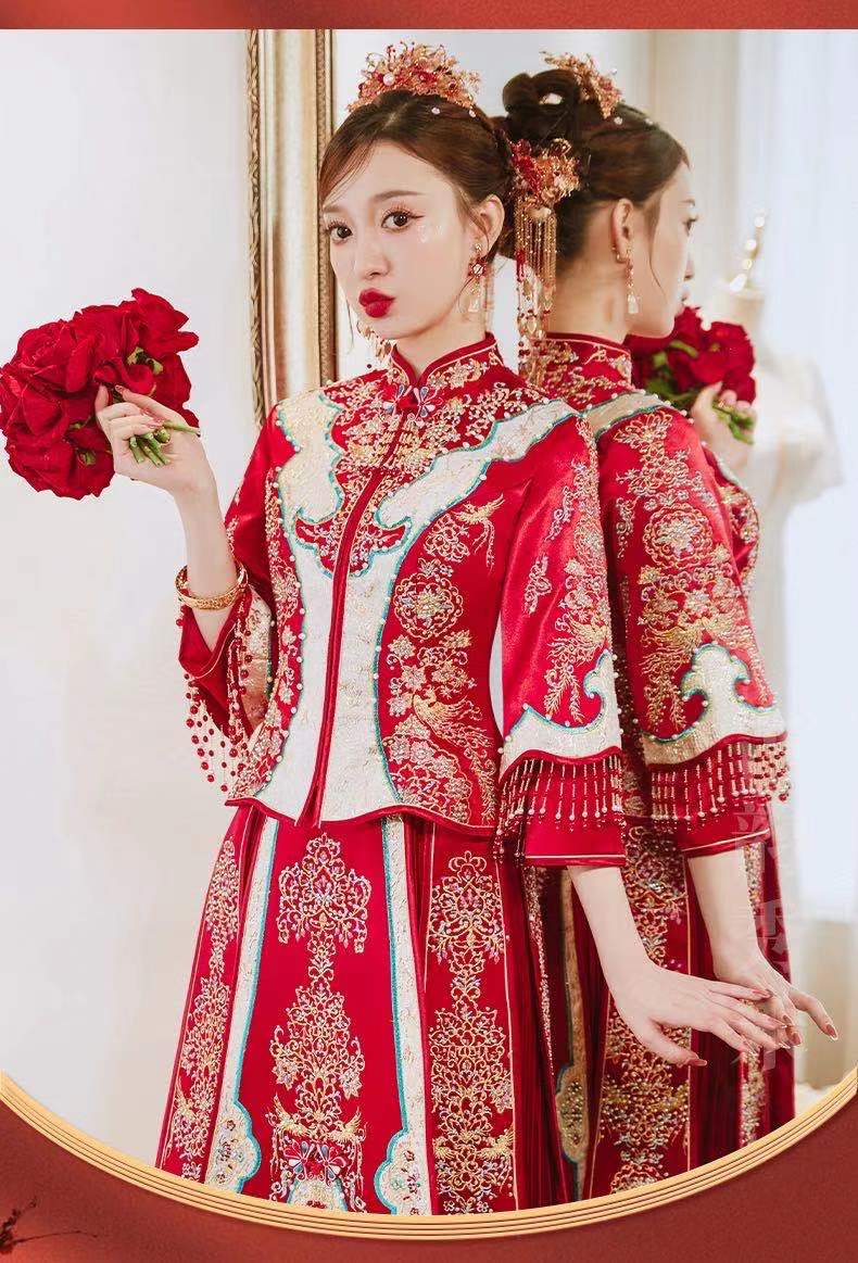 【拾光小铺】新店优惠+爆款优雅一字肩婚纱+秀禾