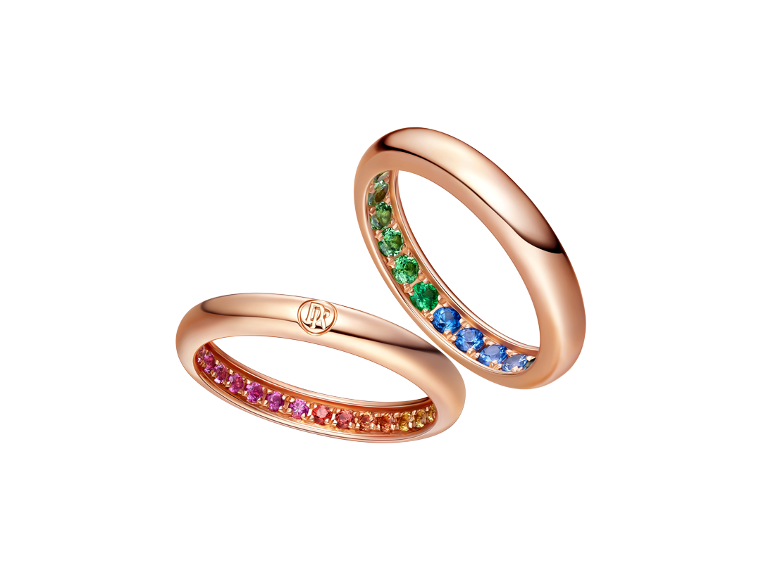 DR LOVEMARK爱不止息情侣红蓝宝石彩虹戒