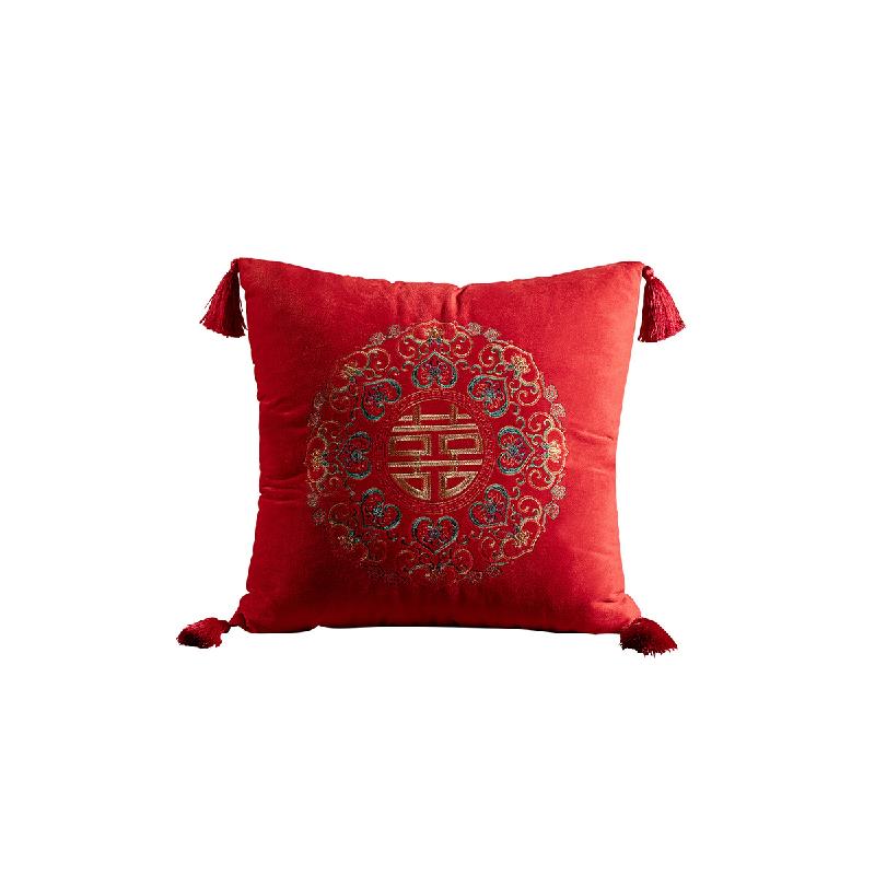 【水星家紡】婚禮抱枕靠枕居家日用囍合雙影靠墊45cm×45cm