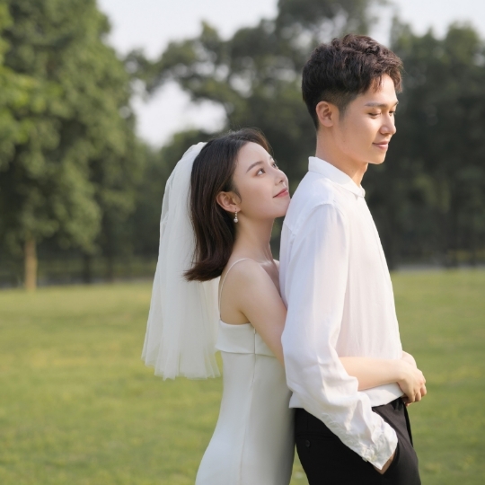 夏季清新草坪婚纱照｜慢磨时光的小浪漫