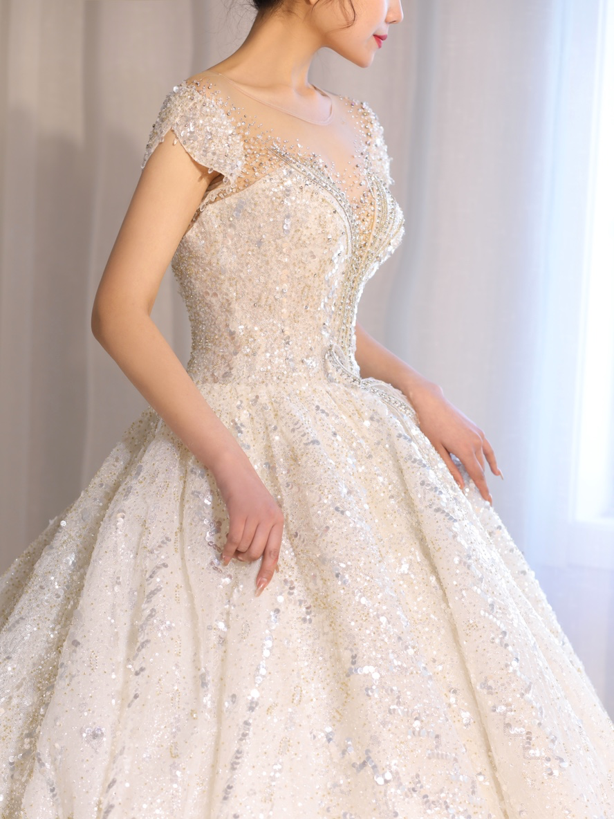 【杨超越同款】豪华水晶大拖尾婚纱