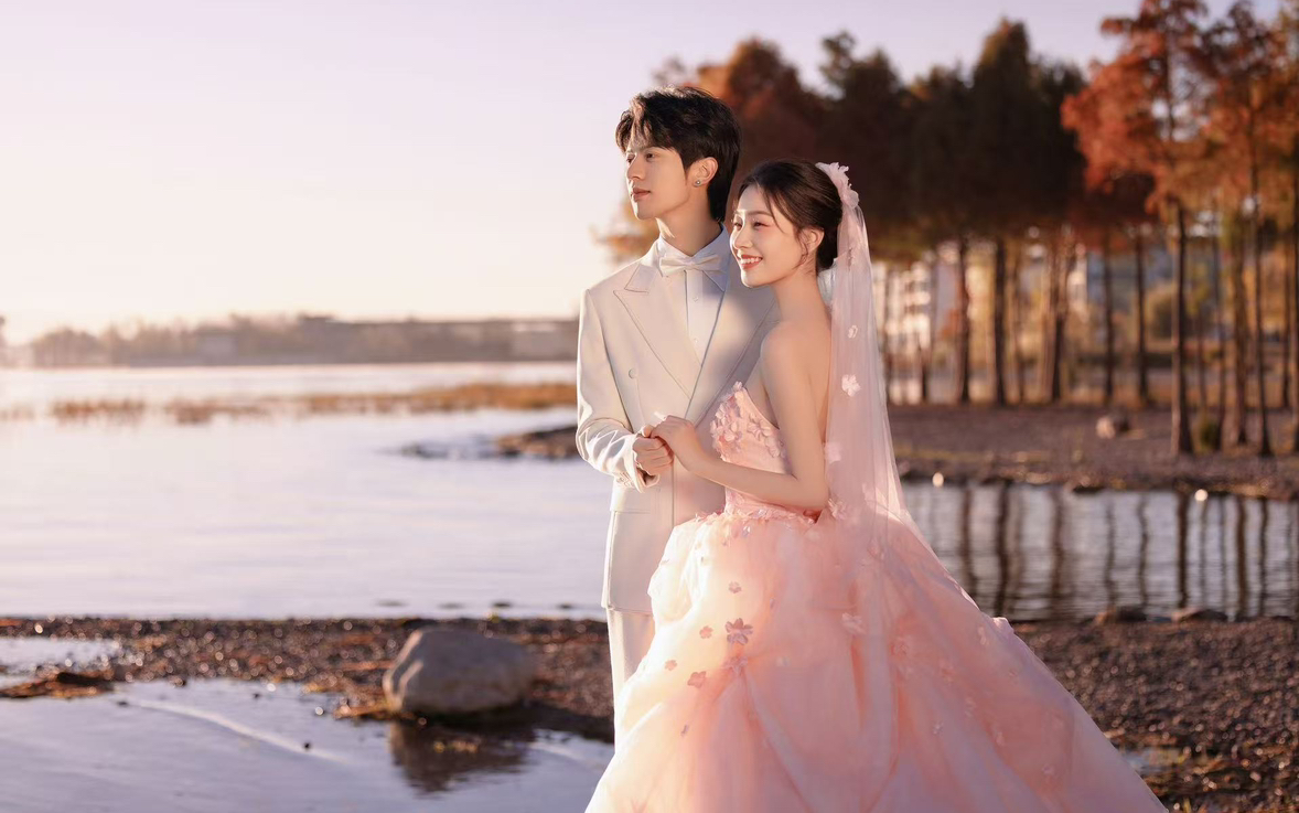 海景落日婚纱照