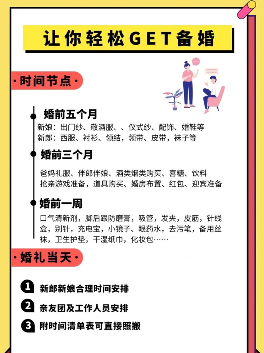 備婚清單|時(shí)間節(jié)點(diǎn)！附當(dāng)日時(shí)間表！