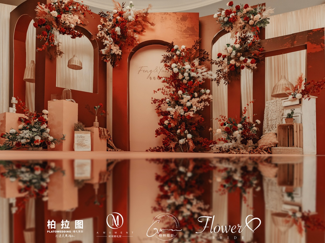 小预算室内婚礼布置留影区签到区布置