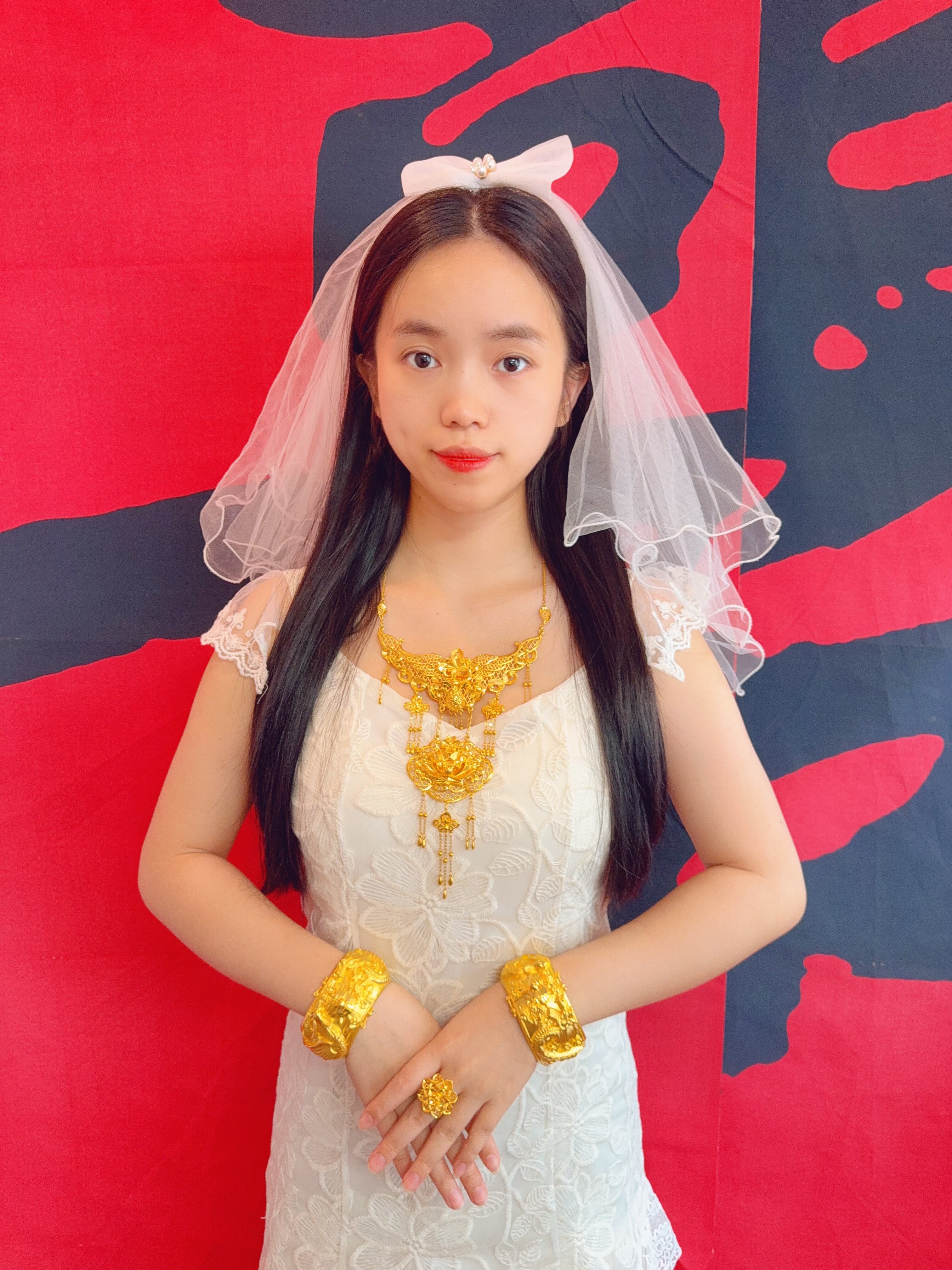 婚嫁首饰套装 硬金项链+手镯