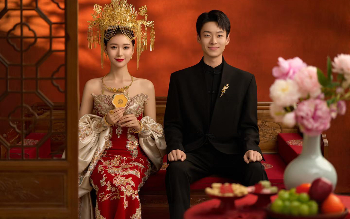 中式血脈覺醒，黃金鳳冠婚照也太出片了 #