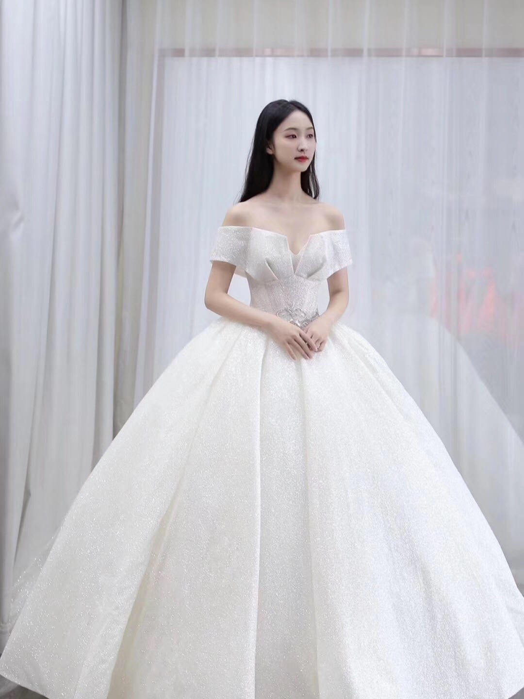 【黛妃婚纱礼•西服定制】20年新款公主风简约主纱