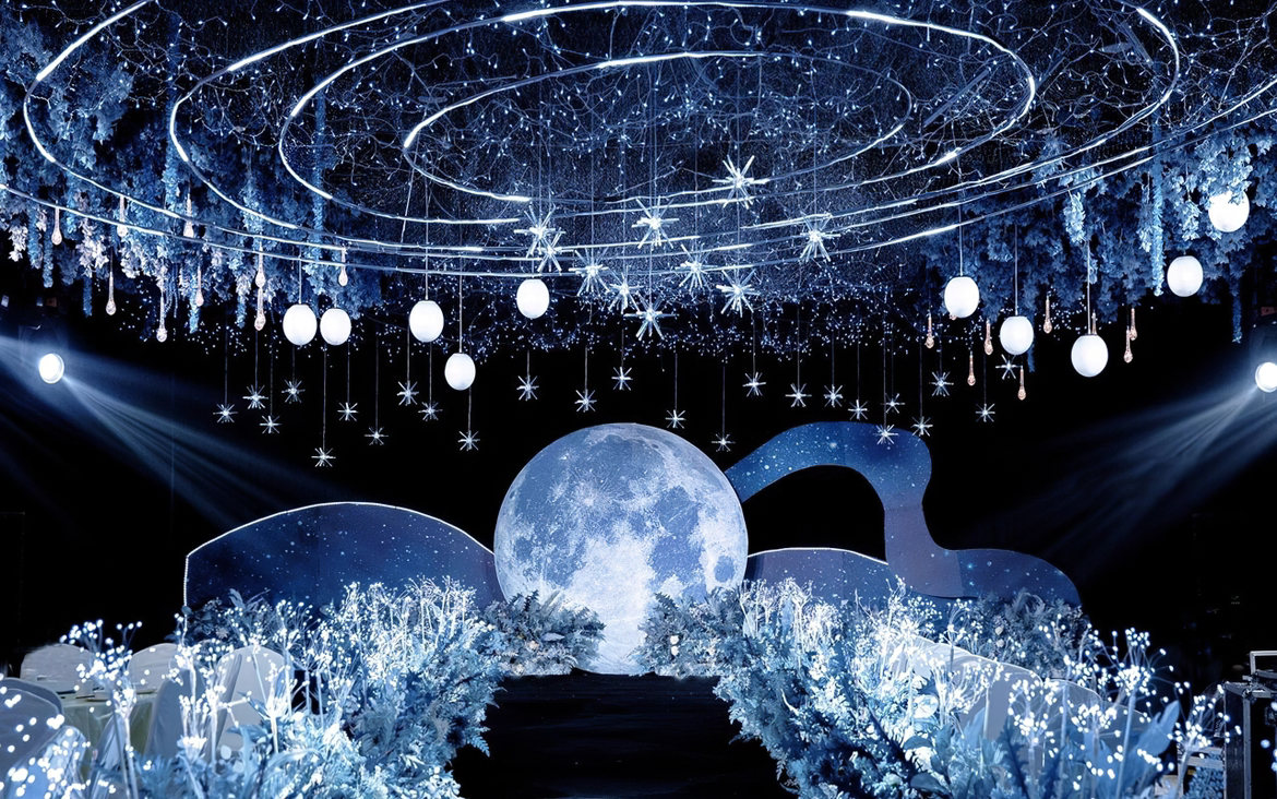 蓝色星空主题婚礼含四大金刚