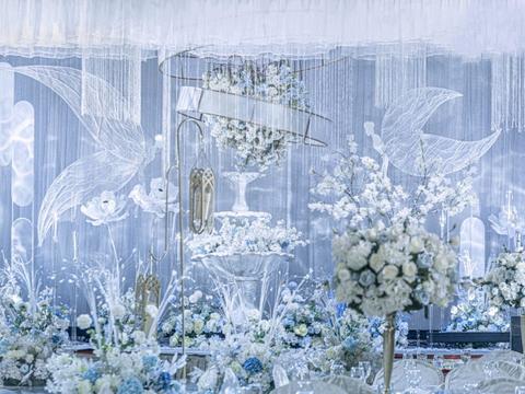 【清新白蓝色婚礼】含主舞台吊顶