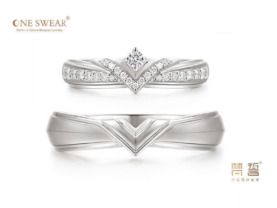 梵誓 燕尾骑士结婚对戒 硬朗线条情侣戒指