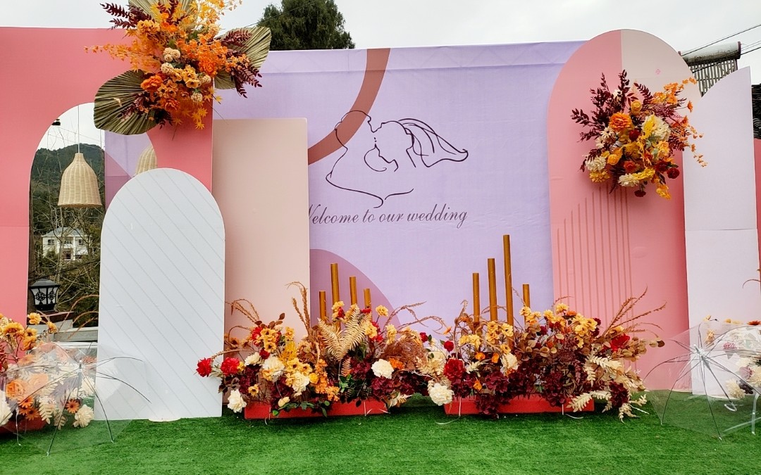 户外秋色系婚礼现场一大桥爱尚婚礼