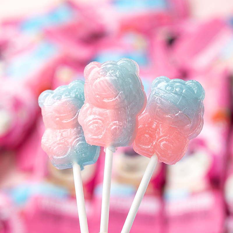 濱崎 迪士尼草莓熊雙色棒棒糖（藍莓+草莓味）500g約43枚喜糖零食小吃