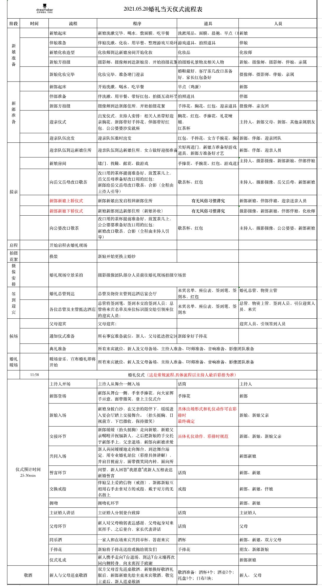 婚庆筹备