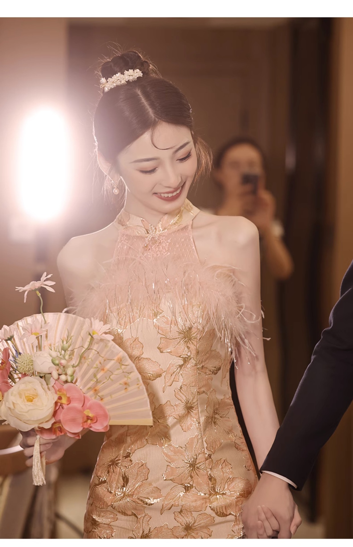 新中式敬酒服新娘高级感旗袍订婚礼服连衣裙粉色晨袍2024新款轻奢