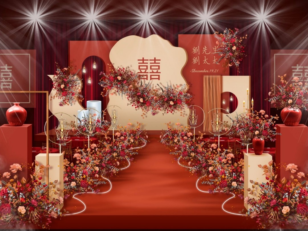 紅金色主題婚禮，高貴大氣