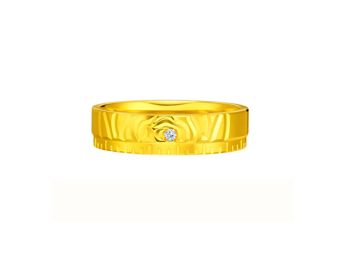 DR一生一世系列真爱九宝情侣黄金女戒QW0307