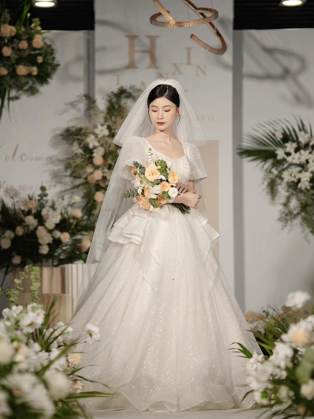 韩式森系婚礼造型。