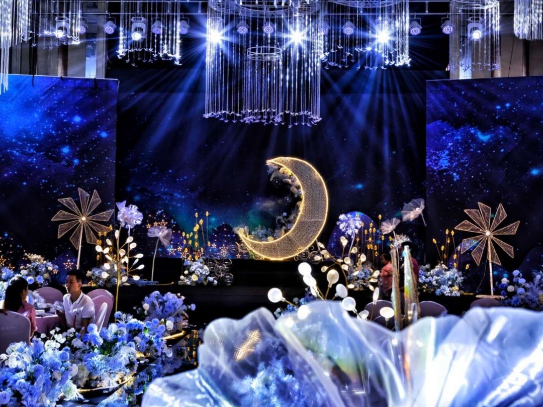 唐河迎宾馆后大厅专属定制星空婚礼