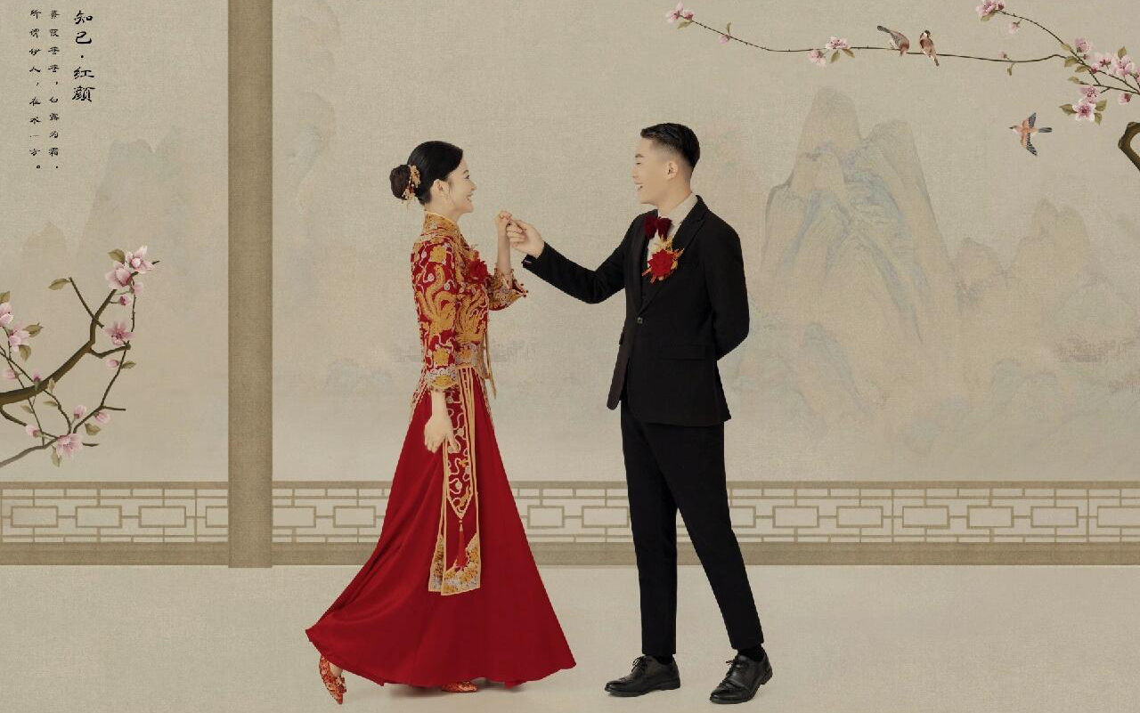 中式喜嫁工笔画系列婚纱照！经典必拍系列