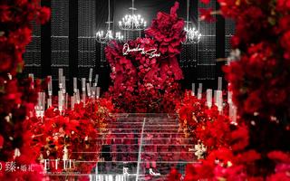 红色婚礼  背景以质感的红黑调
