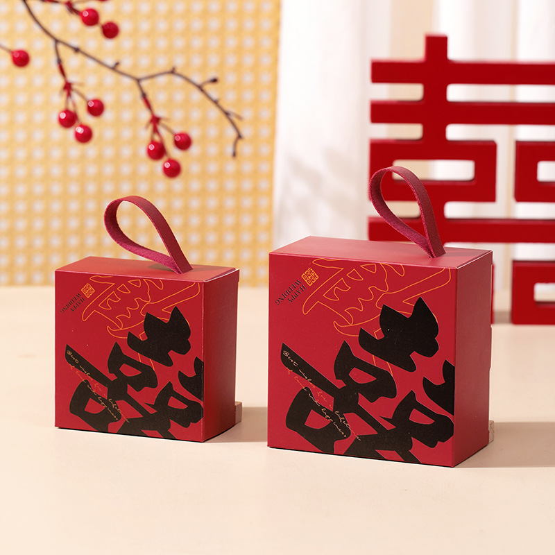 2024新中式結婚喜糖盒高級感伴手禮糖盒包裝婚禮手提糖果袋子空盒