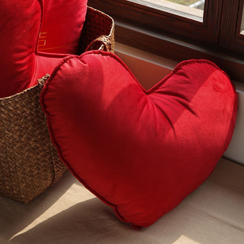 紅色愛心結婚抱枕一對喜慶新婚喜字心形枕頭創意婚慶靠枕沙發床上