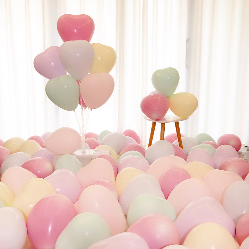 10寸馬卡龍加厚防爆告白愛心乳膠氣球心型婚房裝飾品場景布置結婚