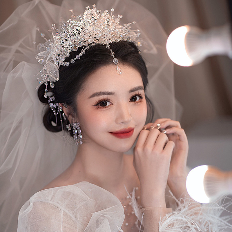 新娘配飾皇冠水晶珠手工氣質唯美韓式造型發飾優雅時尚婚紗禮服配公主風飾品