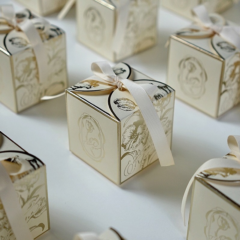 新款喜糖盒 法式糖盒輕奢金色糖果盒中號婚慶婚禮伴手禮盒