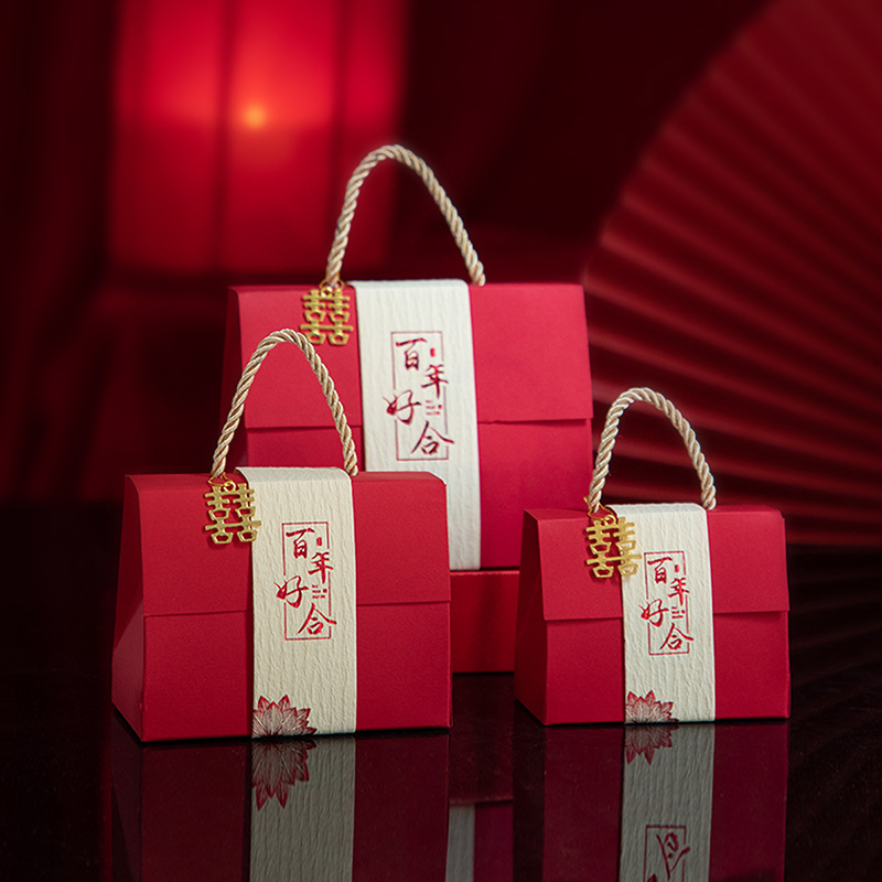 中式糖盒结婚喜糖盒子婚礼红色手提糖果包装盒礼盒装空盒