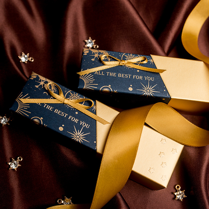結婚夢幻星空喜糖盒子口紅造型個性空糖盒批發長方形紙盒