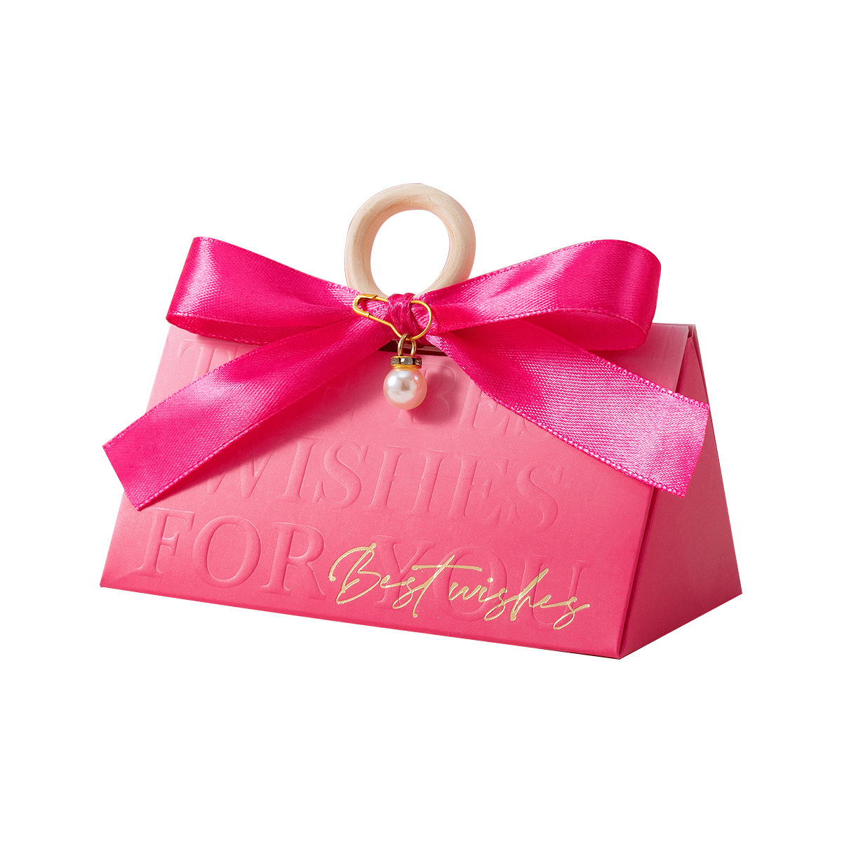 【買1送1】歐式玫紅色喜糖盒高級小眾簡約婚禮糖盒手提喜糖包裝盒結婚喜糖袋