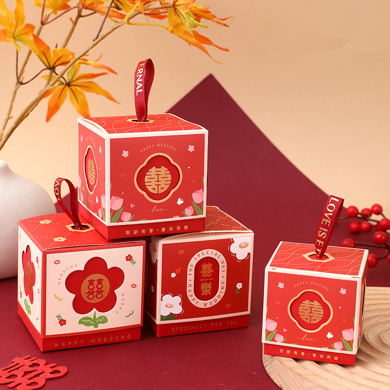 中国风货源中式婚礼喜糖盒大号礼盒高级感手提结婚喜糖袋