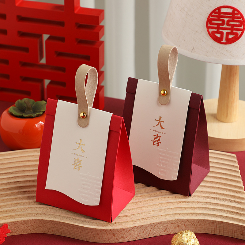 新款结婚喜糖盒子网红婚礼专用袋子高级感伴手礼订婚礼盒空盒