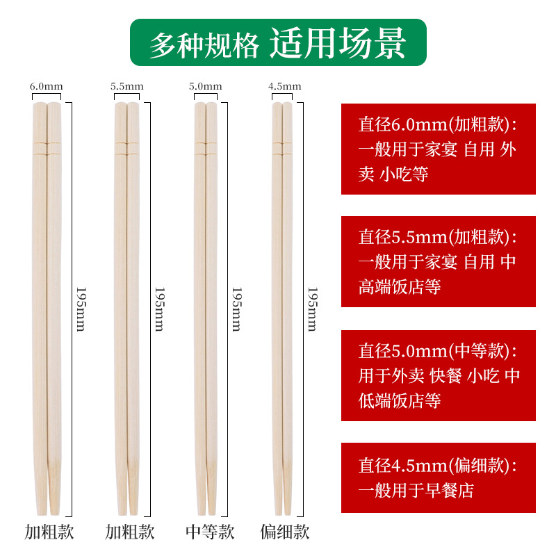 【100雙】一次性筷子獨立裝衛(wèi)生竹筷打包外賣燒烤圓筷商用家用筷子