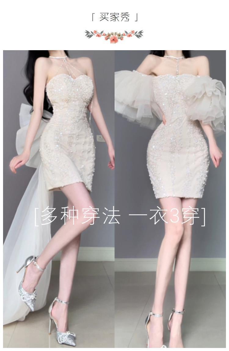 晨袍敬酒服闪亮片连衣裙