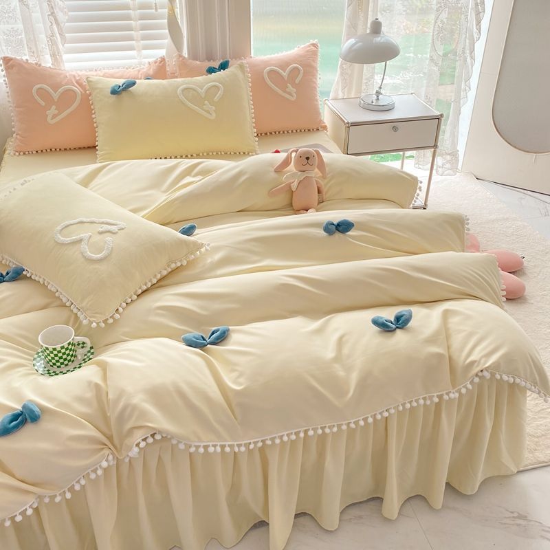 韓式少女心公主風床上四件套小清新床單被套床裙款床上用品三件套