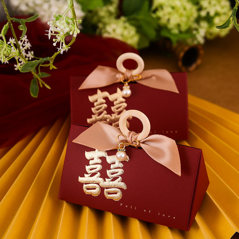 【買一贈一】木環手提糖盒結婚喜糖盒高級感伴手禮婚慶創意大喜糖果盒