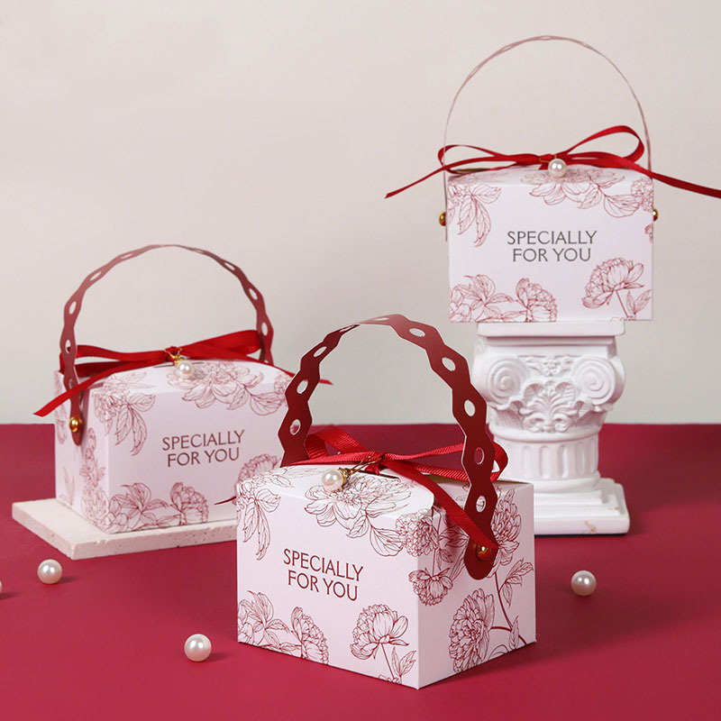 【两个装】喜糖盒ins风礼盒轻奢简约婚礼手提喜糖盒子花卉伴手礼糖果盒