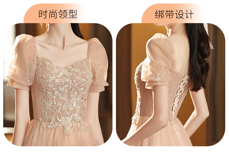 伴娘服粉色小众高级姐妹团礼服裙
