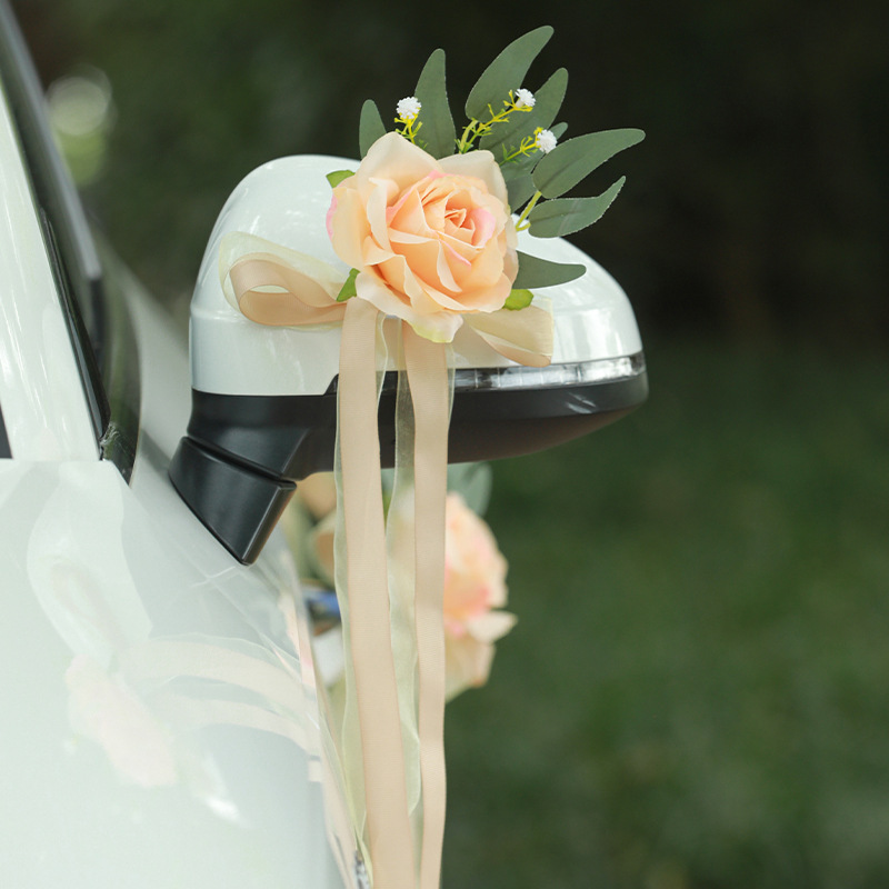 結婚婚車裝飾迎親車隊副車拉花彩帶婚禮布置喜字綁花婚慶用品大全