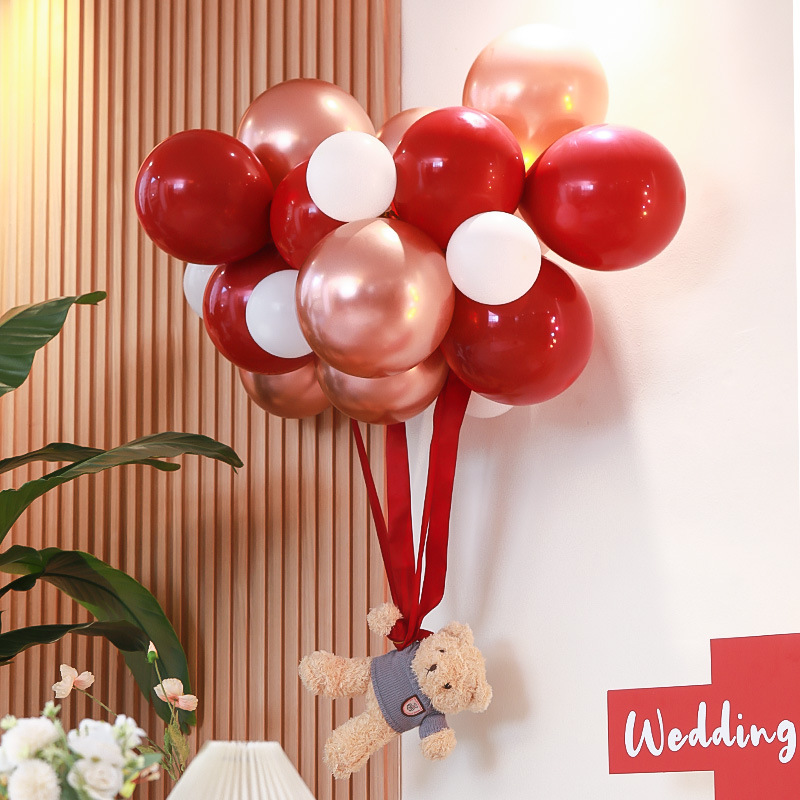 结婚小熊飘空气球装饰订婚新房女方出阁房间婚礼用品婚房布置套装