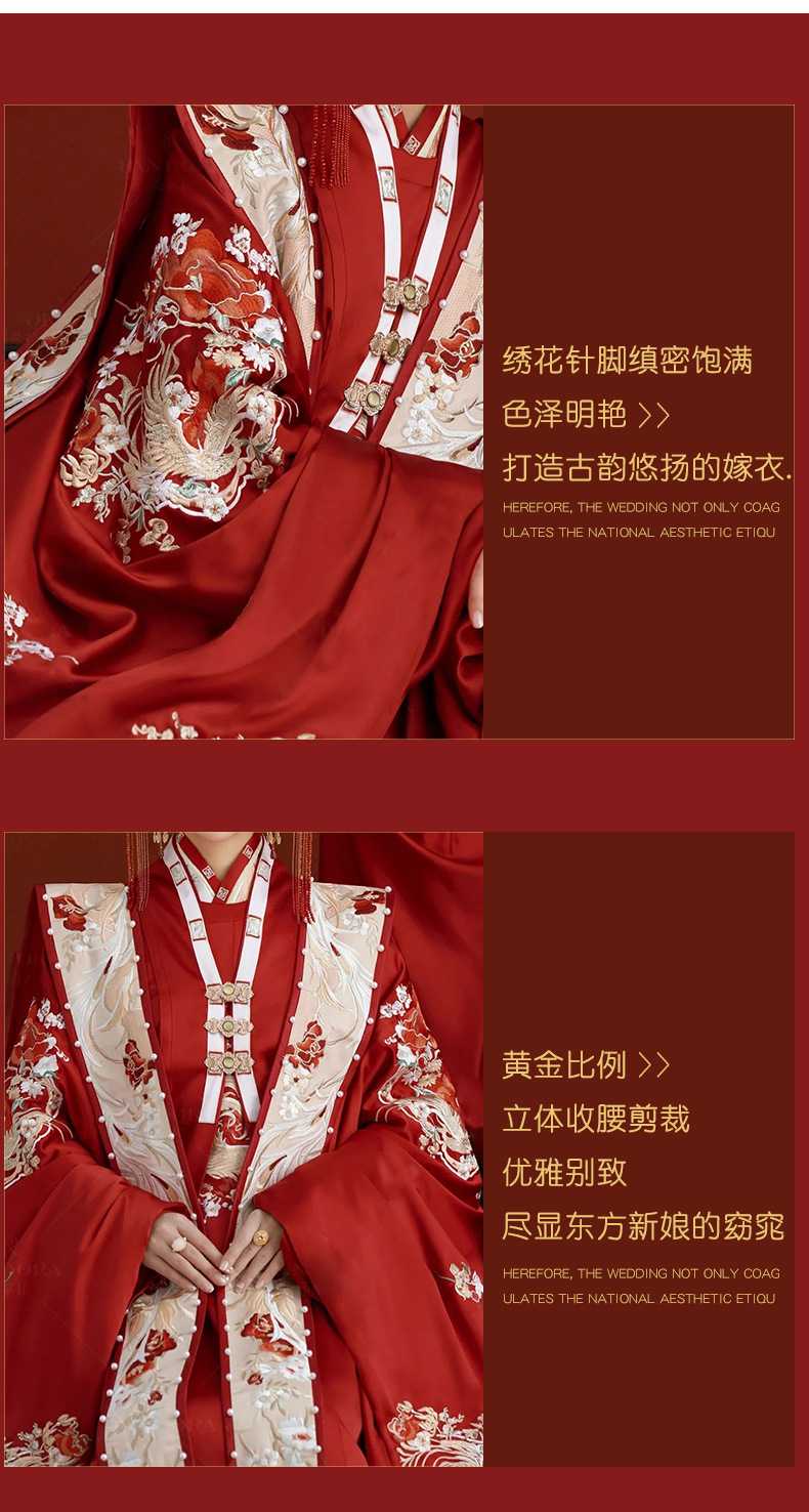 漢服結婚明制漢式婚服2023新款鳳冠霞披中式新娘嫁衣大婚情侶套裝