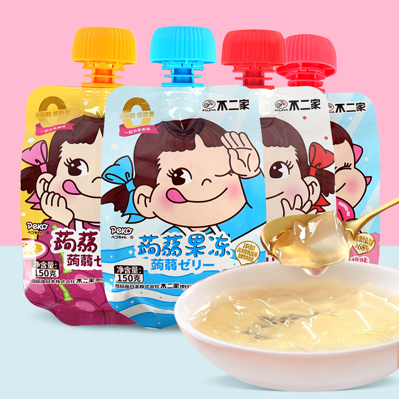 不二家蒟蒻果凍150g乳酸菌荔枝白桃味吸吸凍休閑零食可吸果汁果凍