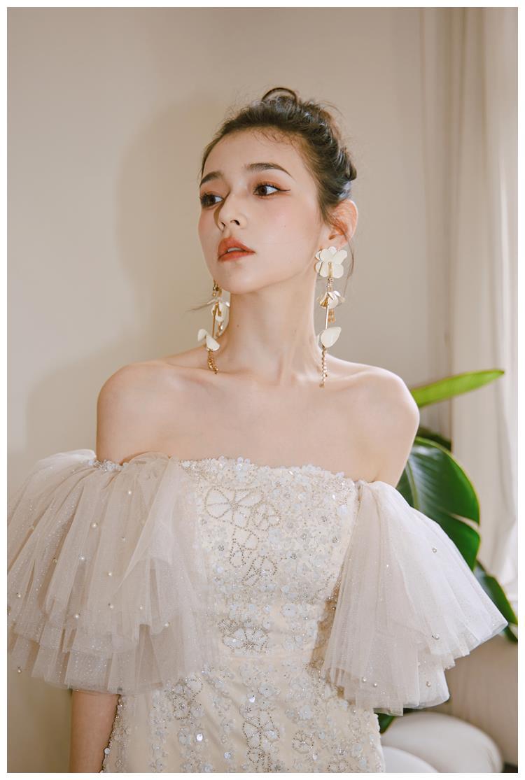 晨袍敬酒服闪亮片连衣裙