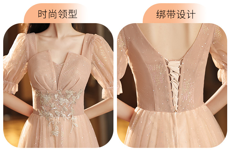 伴娘服粉色小众高级姐妹团礼服裙