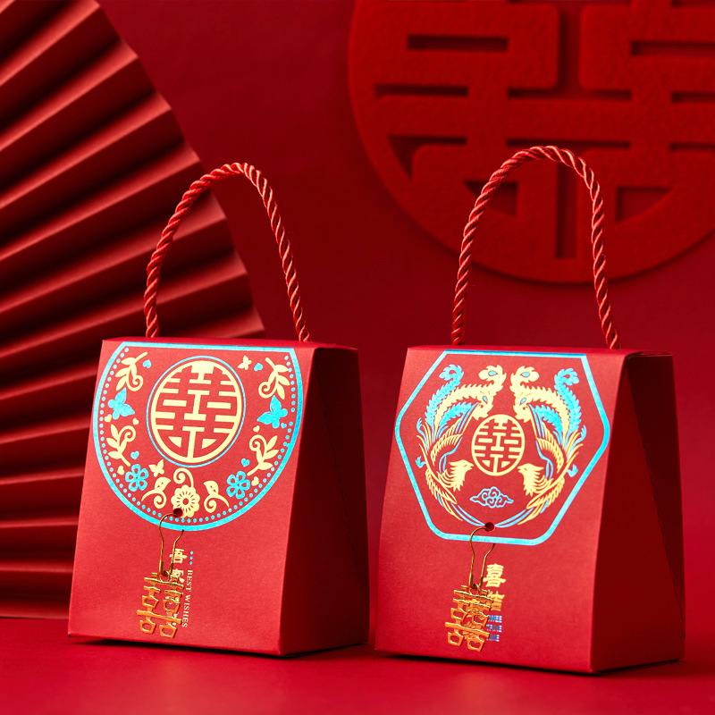 新款中式结婚用品中国风喜糖手提盒子婚礼糖盒喜糖伴手礼盒