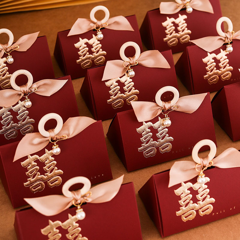 【買一贈一】木環手提糖盒結婚喜糖盒高級感伴手禮婚慶創意大喜糖果盒